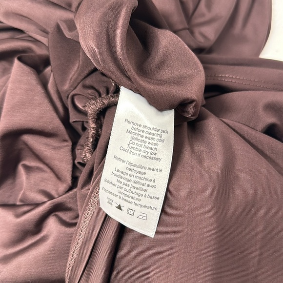 Veronica Beard Tristana Dress Asymmetrical Long Sleeve High Slit Brown Size 14 - Picture 11 of 11